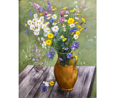 Шарипо П.П. "Кветкі" 2004г. Холст, масло. Размер 50х60 см. № 2101 (артикул №2101) - фото №4