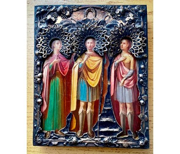 Мученик Прокопий, Иоанн-Воин, Мученик Трифон. Подписная,1867г. (84) размер 14х18 см. № 2104 (артикул №2104) - фото №4