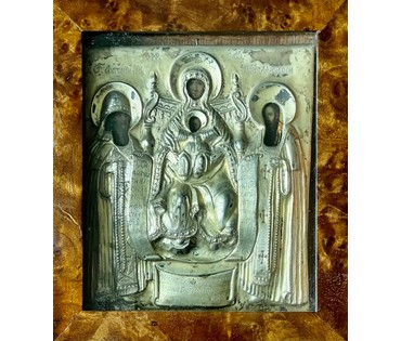 Свенская (Печерская) Богородица. 18 век. Палех, размер 12х14 см. Размер в киоте 15.5х17,7 см. (артикул № 2108) - фото №3