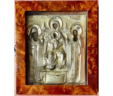 Свенская (Печерская) Богородица. 18 век. Палех, размер 12х14 см. Размер в киоте 15.5х17,7 см. (артикул № 2108) - фото №4