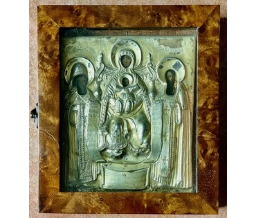 Свенская (Печерская) Богородица. 18 век. Палех, размер 12х14 см. Размер в киоте 15.5х17,7 см. (артикул № 2108) - фото №5