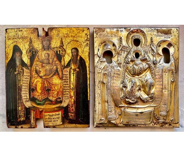 Свенская (Печерская) Богородица. 18 век. Палех, размер 12х14 см. Размер в киоте 15.5х17,7 см. (артикул № 2108) - фото №7