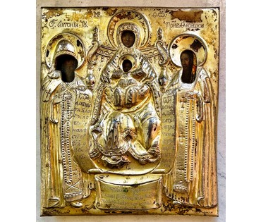 Свенская (Печерская) Богородица. 18 век. Палех, размер 12х14 см. Размер в киоте 15.5х17,7 см. (артикул № 2108) - фото №8