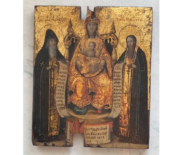 Свенская (Печерская) Богородица. 18 век. Палех, размер 12х14 см. Размер в киоте 15.5х17,7 см. (артикул № 2108) - фото №11