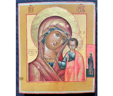 Казанская Пресвятая Богородица, Палех, первая половина 19 века. Размер 26х31 см. (артикул № 2117) - фото №1