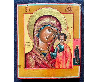 Казанская Пресвятая Богородица, Палех, первая половина 19 века. Размер 26х31 см. (артикул № 2117) - фото №2