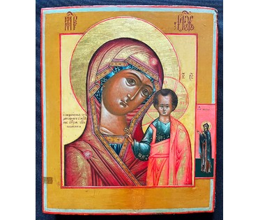 Казанская Пресвятая Богородица, Палех, первая половина 19 века. Размер 26х31 см. (артикул № 2117) - фото №3