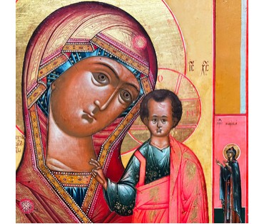 Казанская Пресвятая Богородица, Палех, первая половина 19 века. Размер 26х31 см. (артикул № 2117) - фото №4