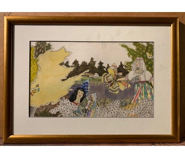 Селещук Н.М "На рэчцы",1975г. Акварель,размер 24,5х40 см. (артикул № 2126) - фото №1