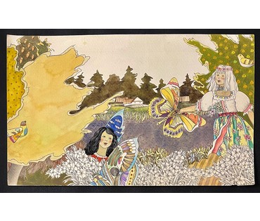 Селещук Н.М "На рэчцы",1975г. Акварель,размер 24,5х40 см. (артикул № 2126) - фото №2