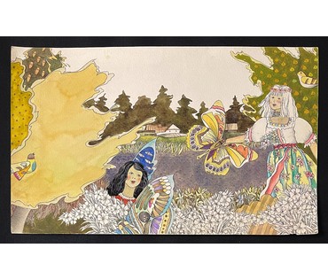 Селещук Н.М "На рэчцы",1975г. Акварель,размер 24,5х40 см. (артикул № 2126) - фото №3