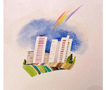 Селещук Н.М. Акварель, 1975г., к книге С.Папар "Мы -грамацеі". Размер 13х14 см. № 2128 (артикул №2128) - фото №3