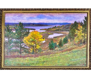 Московских В.Н "Разгулялась осень в мокрых долах", 1993г. Холст, масло. Размер 70х 110 см. № (артикул № 2145) - фото №2