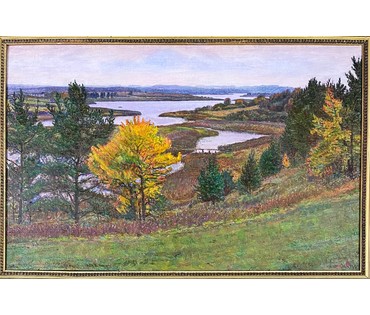 Московских В.Н "Разгулялась осень в мокрых долах", 1993г. Холст, масло. Размер 70х 110 см. № (артикул № 2145) - фото №5