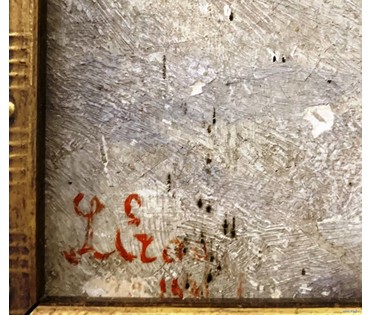 Картина "Хуторок" 1934г. Европа, ДВП, масло, размер с рамой 44Х33см, без 35х24 см., подпись автора. № 2149 (артикул №2149) - фото №5