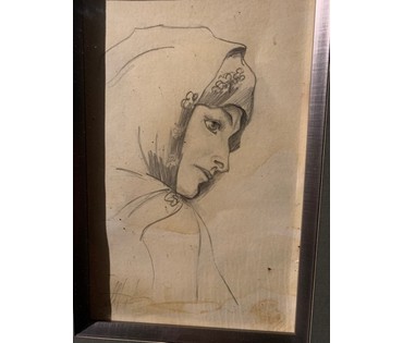 Нестеров М.В Графика, бумага, карандаш. Россия, 1905г. Размер 48-40см с рамой. № 2152 (артикул №2152) - фото №3