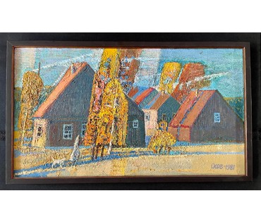 Сковородко О.А "Осенний вечер в Бычках",1985г. Холст,масло. Размер 40х70 см. (артикул № 2156) - фото №5