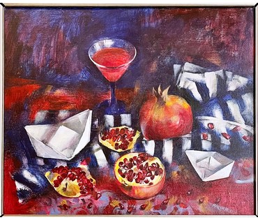 Мацуро Ю.В "Гранатовое вино", 2020г. Холст,акрил,масло. Размер 50х60 см. № 2162 (артикул № 2162) - фото №4