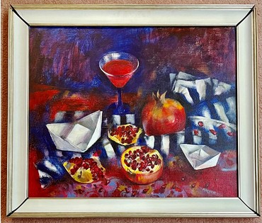 Мацуро Ю.В "Гранатовое вино", 2020г. Холст,акрил,масло. Размер 50х60 см. № 2162 (артикул № 2162) - фото №1