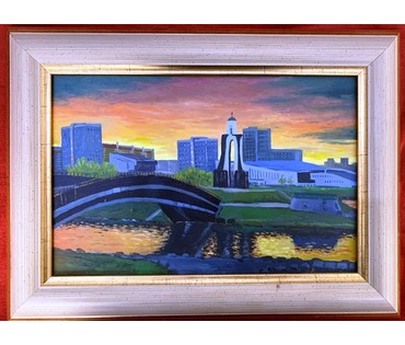 Михайлович В. "Пр-т Победителей", 2012г. Картон, масло. Размер 19х28 см. № 2177 (артикул №2177) - фото №1