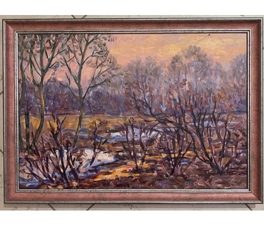 Пожарский Н.Г "К вечеру",1964г. Картон,масло. Размер 48х33 см. № 2179 (артикул №2179) - фото №1