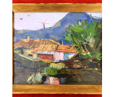 Красовский Е.Е "Пруд",1967г. Картон,масло. Размер 25х35 см. № 2183 (артикул №2183) - фото №3