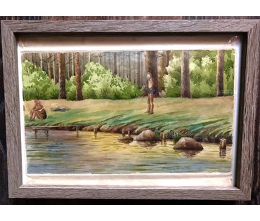 Зайцев Е.А. Народный художник. Акварель. Размер 32х23 см. с рамой. № 2196 (артикул №2196) - фото №1