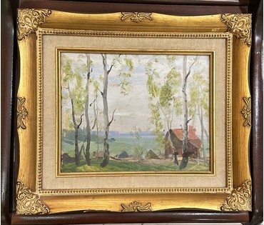 Козловский А.С. Пейзаж. Картон, масло. Размер 20х24,5 см. (артикул №86) - фото №1