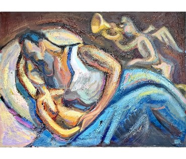 Шварц Радик "В постели с Фрэди Мэркури", 1992г. Львов. Холст, масло. Размер 70,5х51 см. № 2207 (артикул №2207) - фото №3