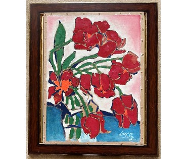 Луцевич З.О "Красные тюльпаны", ДВП, масло, 1993г. Размер 60х80 см. № 2213 (артикул №2213) - фото №4