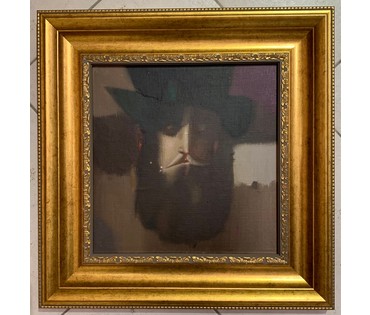 Селещук Н.М "Мужчина в шляпе",1994г. Холст, масло. Размер 27х27,5 см. (артикул № 2214) - фото №1