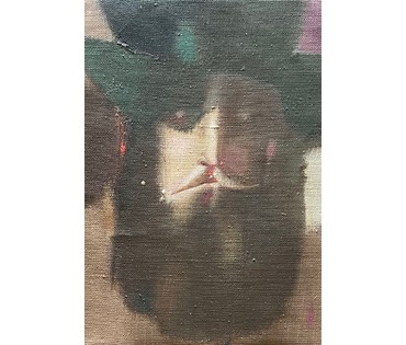 Селещук Н.М "Мужчина в шляпе",1994г. Холст, масло. Размер 27х27,5 см. (артикул № 2214) - фото №2