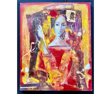 Герасимов В.А "Девушка с попугаем", 2001г. Холст, масло. Размер 62х50 см. № 2220 (артикул №2220) - фото №2