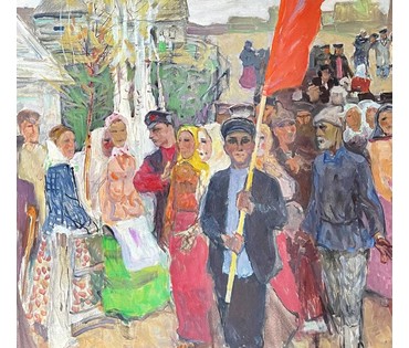 Козловский А.С 1973г. К/М, размер 76х76 см., 73х73 см., без рамы. № 2250 (артикул №2250) - фото №3