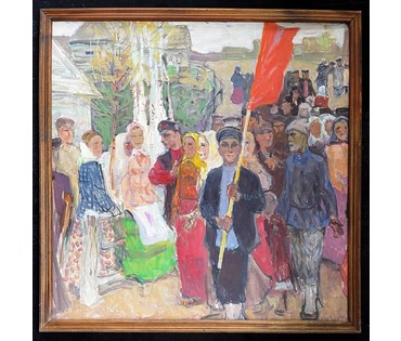 Козловский А.С 1973г. К/М, размер 76х76 см., 73х73 см., без рамы. № 2250 (артикул №2250) - фото №2