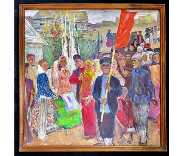 Козловский А.С 1973г. К/М, размер 76х76 см., 73х73 см., без рамы. № 2250 (артикул №2250) - фото №4