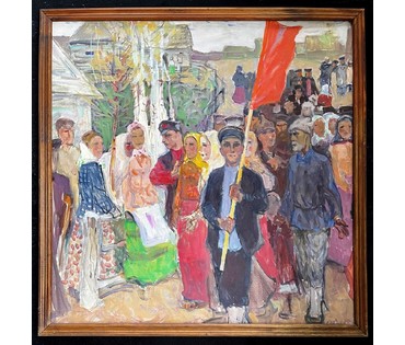 Козловский А.С 1973г. К/М, размер 76х76 см., 73х73 см., без рамы. № 2250 (артикул №2250) - фото №1