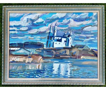 Мара Алесь (Марочкин А.А) "Сабор над возерам", 2006г. Холст,масло. Размер 60х90 см. № 2262 (артикул №2262) - фото №6