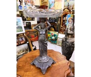 Фруктовница. Франция. Латунь, посеребрение, стекло. (артикул № 2266) - фото №1