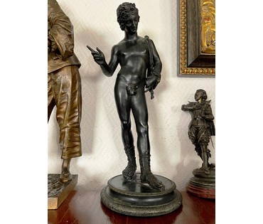 Скульптура "Нарцисс", автор Duret Francisque-Joseph (1804-1865). Патинированная бонза. Высота 40 см. № 2284 (артикул № 2284) - фото №7