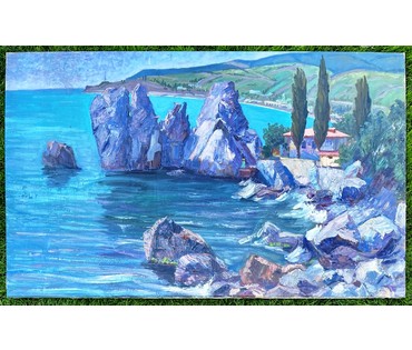 Журавков Ф.Н "Море и камни", холст, масло. Размер 80х120 см. № 2308 (артикул №2308) - фото №1