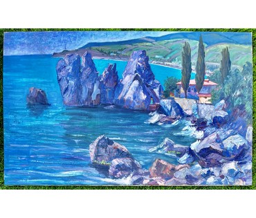 Журавков Ф.Н "Море и камни", холст, масло. Размер 80х120 см. № 2308 (артикул №2308) - фото №2