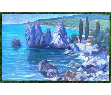 Журавков Ф.Н "Море и камни", холст, масло. Размер 80х120 см. № 2308 (артикул №2308) - фото №3
