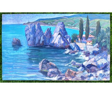 Журавков Ф.Н "Море и камни", холст, масло. Размер 80х120 см. № 2308 (артикул №2308) - фото №4