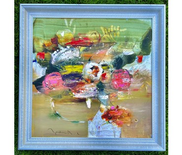 Гриневич Т.В "Натюрморт с цветами", 2022г. Холст, масло. Размер 65х65 см. № 2317 (артикул №2317) - фото №5