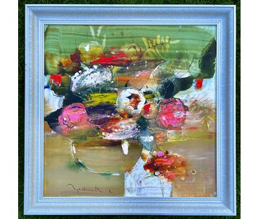 Гриневич Т.В "Натюрморт с цветами", 2022г. Холст, масло. Размер 65х65 см. № 2317 (артикул №2317) - фото №3