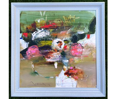 Гриневич Т.В "Натюрморт с цветами", 2022г. Холст, масло. Размер 65х65 см. № 2317 (артикул №2317) - фото №2