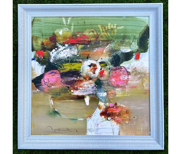 Гриневич Т.В "Натюрморт с цветами", 2022г. Холст, масло. Размер 65х65 см. № 2317 (артикул №2317) - фото №1