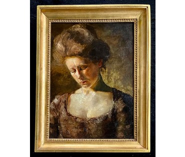 Munkacsy Michel Lieb (1844-1909) Женский портрет. Холст, масло.Размер 55х40 см. 11 категория по Соловьёву. № 2364 (артикул №2364) - фото №3