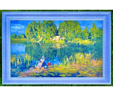 Крот М.Ф "Рыбное место", 2022г. Холст, масло. Размер 50х70 см. № 2369 (артикул №2369) - фото №2